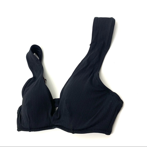 Shade & Shore Plunging Black Textured Bikini With Adjustable Straps New Nwot 34B - Picture 5 of 14